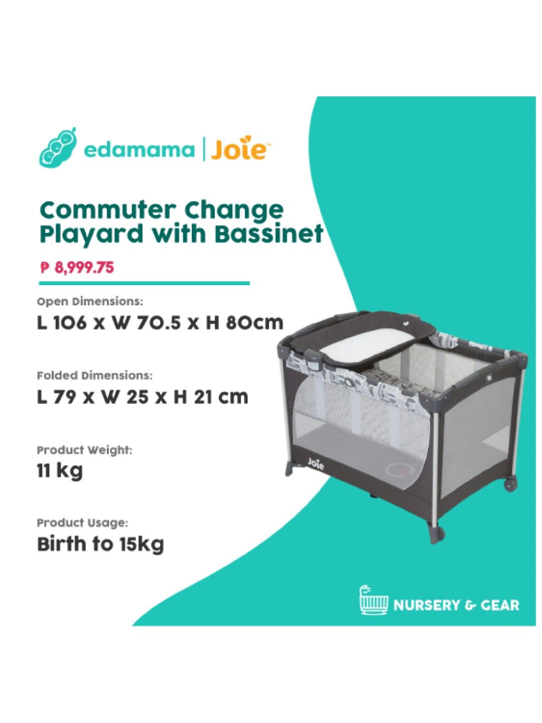 Joie Commuter Change Playard with (Logan) edamama